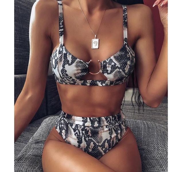 women's swimwear 2021 summer women bikinis high waist leopard print push up bathing suit swimsuit biquini, White;black