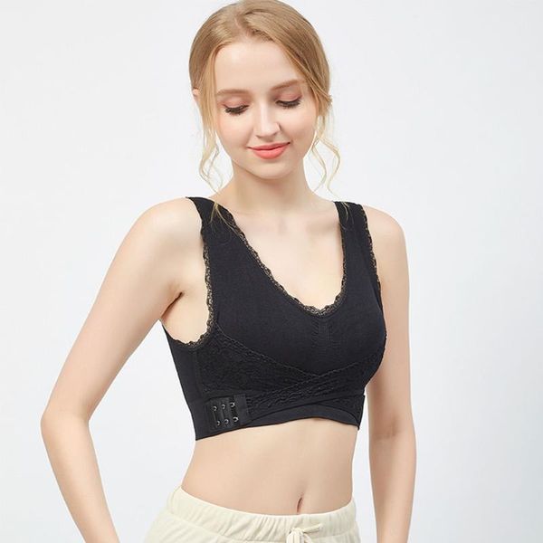 women's lingerie lace solid color front cross buckle sports bra without steel ring gather underwear yoga outfit
women's lingerie lace solid color front cross buckle sports bra without steel ring gather underwear yoga outfit