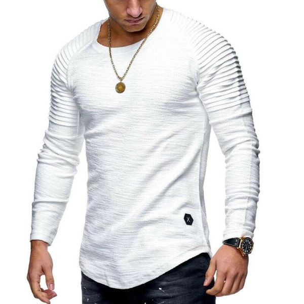 men's t-shirts men long sleeve slim t-shirt workout pleated solid color crew neck tee summer and autumn clothes fashion for male tees, White;black
men's t-shirts men long sleeve slim t-shirt workout pleated solid color crew neck tee summer and autumn clothes fashion for male tees, White;black
