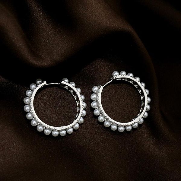 hoop & huggie + quality s925 silver post fashion full micro pave zircon pearl circle earrings for women, Golden;silver
hoop & huggie + quality s925 silver post fashion full micro pave zircon pearl circle earrings for women, Golden;silver
