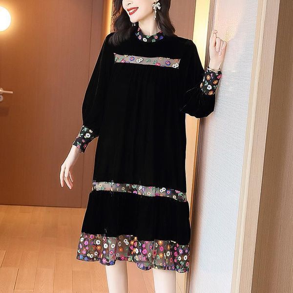 2021 female spring sequins hem black retro vinatge loose party culb dress a417, Black;gray
2021 female spring sequins hem black retro vinatge loose party culb dress a417, Black;gray