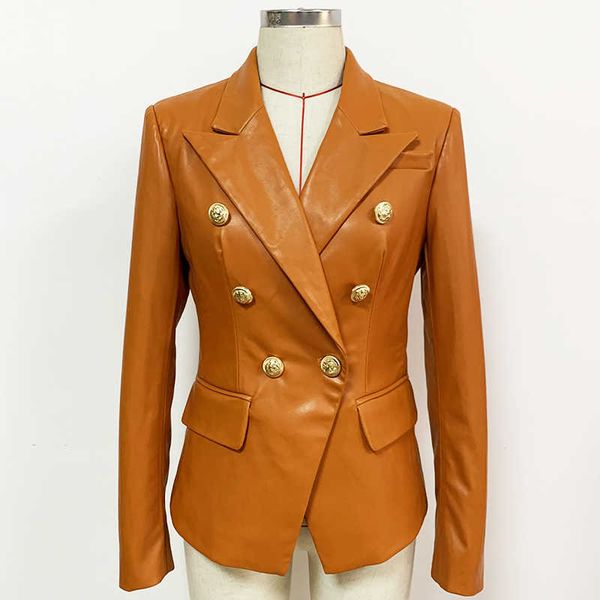 est fashion designer style women's double breasted lion buttons synthetic leather blazer jacket brown 210526, White;black
est fashion designer style women's double breasted lion buttons synthetic leather blazer jacket brown 210526, White;black
