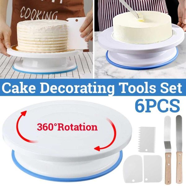 6pcs/set 11 inch plastic cake turntable rotating dough knife decorating cream cakes stand rotary table diy baking tool set & pastry tools
6pcs/set 11 inch plastic cake turntable rotating dough knife decorating cream cakes stand rotary table diy baking tool set & pastry tools