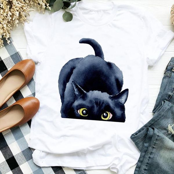 and women lady cartoon men cat womens pet watercolor 90s trend fashion print clothes graphic tee, White;black
and women lady cartoon men cat womens pet watercolor 90s trend fashion print clothes graphic tee, White;black