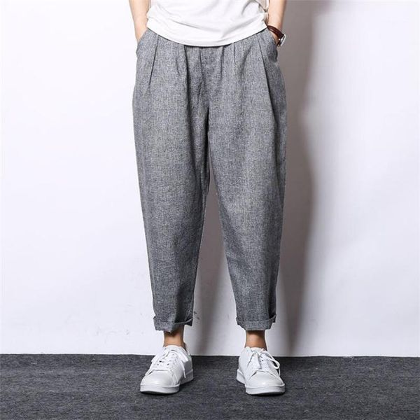 colors 2021 fashion men streetwear linen trousers vintage elastic waist casual harem pants light weight summer ankle men's, Black
colors 2021 fashion men streetwear linen trousers vintage elastic waist casual harem pants light weight summer ankle men's, Black