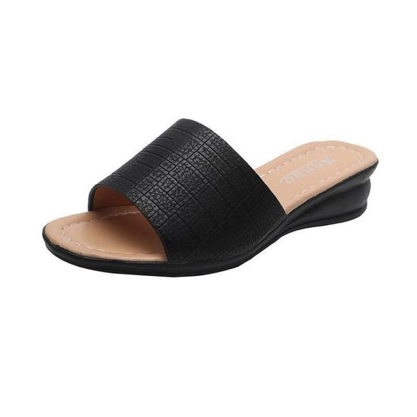 slippers 2021 summer leather soft-soled beach women's wedges sandals comfortable mid-heel non-slip open-toe mom shoes, Black
slippers 2021 summer leather soft-soled beach women's wedges sandals comfortable mid-heel non-slip open-toe mom shoes, Black
