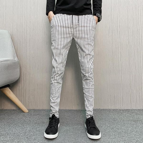 men's pants 2021 brand clothing men stripes slim fit casual pencil trousers/male elastic waistline plus size s-5xl, Black
men's pants 2021 brand clothing men stripes slim fit casual pencil trousers/male elastic waistline plus size s-5xl, Black