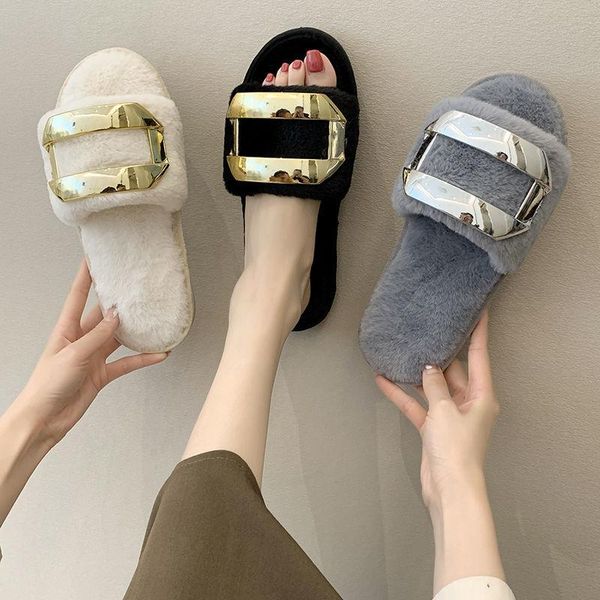 slippers 2022 soft plush cotton cute shoes couple metal button non-slip floor indoor home furry women for bedroom, Black
slippers 2022 soft plush cotton cute shoes couple metal button non-slip floor indoor home furry women for bedroom, Black