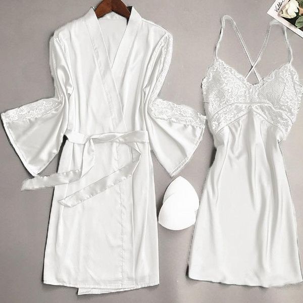 women's sleepwear white bride bridesmaid wedding 2pcs robe set lace trim women satin kimono bathrobe casual home clothes nightwear, Black;red
women's sleepwear white bride bridesmaid wedding 2pcs robe set lace trim women satin kimono bathrobe casual home clothes nightwear, Black;red