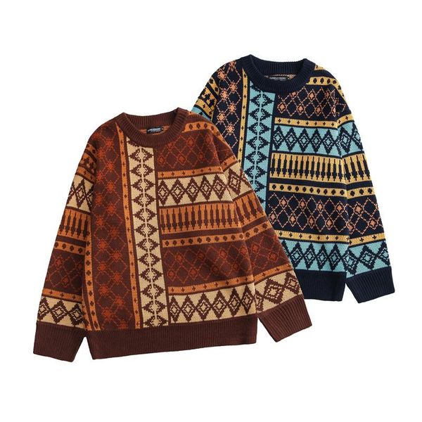 men's sweaters 2022 retro fashion brocade sweater teenagers pullover round neck trend, White;black
men's sweaters 2022 retro fashion brocade sweater teenagers pullover round neck trend, White;black