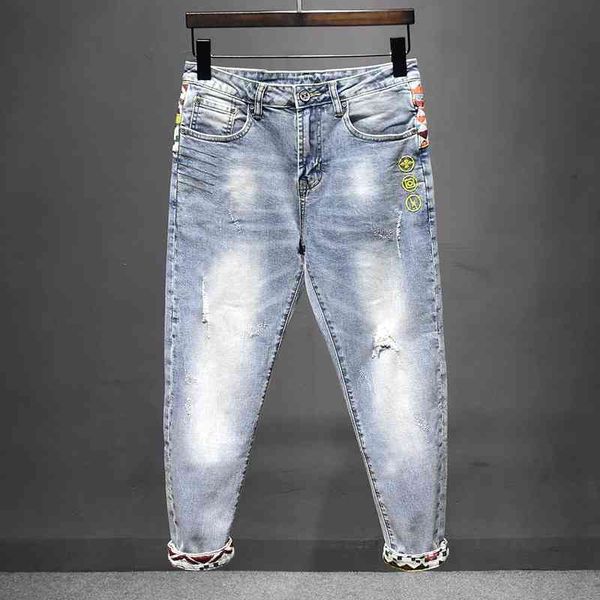 men's jeans fashion streetwear men retro light blue elastic cotton patchwork embroidery designer punk trousers hip hop ripped pant
men's jeans fashion streetwear men retro light blue elastic cotton patchwork embroidery designer punk trousers hip hop ripped pant