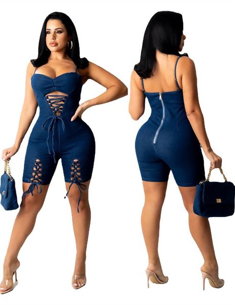 women's jeans autumn denim casual romper women spaghetti strap bodycon lace up club playsuit overalls, Blue
women's jeans autumn denim casual romper women spaghetti strap bodycon lace up club playsuit overalls, Blue
