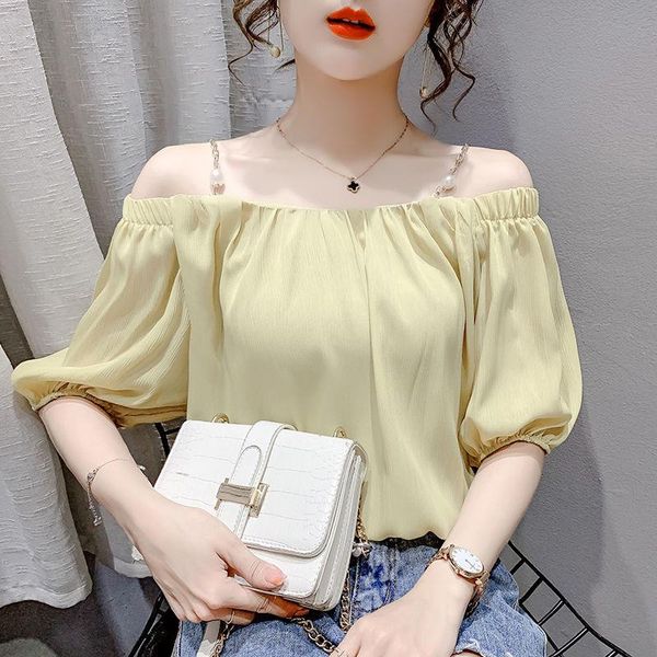 women's blouses & shirts 2021 women summer casual solid shirt female slash neck puff short sleeve off shoulder chiffon blouse lady vint, White
women's blouses & shirts 2021 women summer casual solid shirt female slash neck puff short sleeve off shoulder chiffon blouse lady vint, White