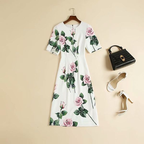 dress summer fashion bodycon women sweet rose flower green leaves print short sleeve mid-calf length white pencil dress, Black;gray
dress summer fashion bodycon women sweet rose flower green leaves print short sleeve mid-calf length white pencil dress, Black;gray