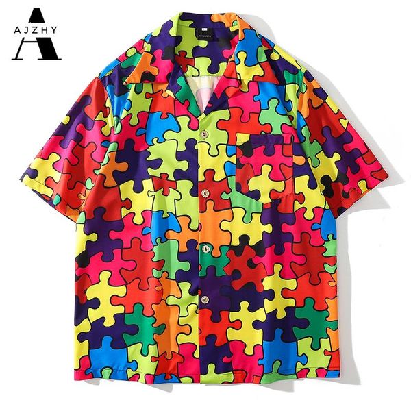 colorful puzzle print short sleeve shirt mens summer beach hawaiian for men japanese streetwear hip hop button up men's casual shirts, White;black
colorful puzzle print short sleeve shirt mens summer beach hawaiian for men japanese streetwear hip hop button up men's casual shirts, White;black