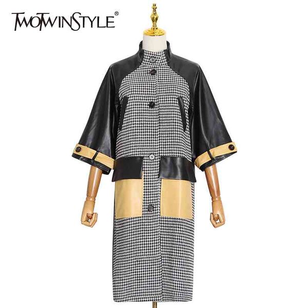 patchwork plaid hit color jacket for women stand collar half sleeve casual loose midi coat female autumn 210524, Black;brown
patchwork plaid hit color jacket for women stand collar half sleeve casual loose midi coat female autumn 210524, Black;brown