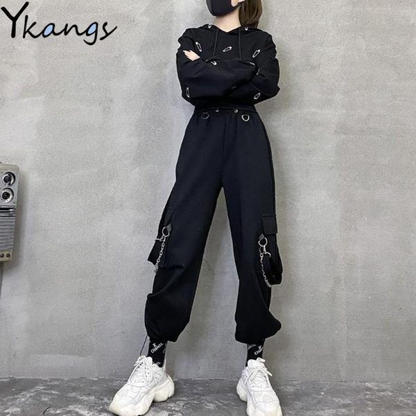 women's pants & capris oversize baggy high waist black cargo joggers women punk chain harajuku streetwear gothic harem sweatpants femal, Black;white
women's pants & capris oversize baggy high waist black cargo joggers women punk chain harajuku streetwear gothic harem sweatpants femal, Black;white