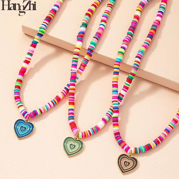 chokers hangzhi 2021 colorful glazed heart pendant necklace for women simple jewelry summer vacation pink soft pottery, Golden;silver 
chokers hangzhi 2021 colorful glazed heart pendant necklace for women simple jewelry summer vacation pink soft pottery, Golden;silver