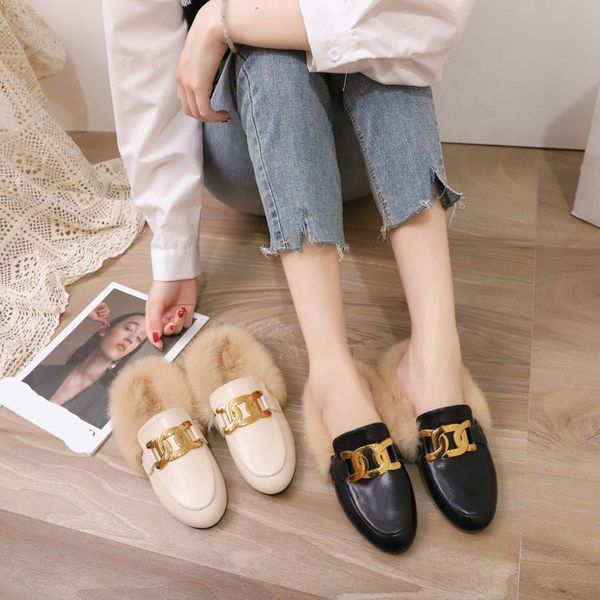 slippers mules for women 2021 rivet ladies' cover toe female shoes low fur flip flops luxury slides flat plush designer fash, Black
slippers mules for women 2021 rivet ladies' cover toe female shoes low fur flip flops luxury slides flat plush designer fash, Black