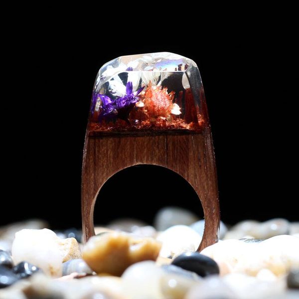 cluster rings handmade wood resin ring flowers plants inside jewelry anniversary, Golden;silver
cluster rings handmade wood resin ring flowers plants inside jewelry anniversary, Golden;silver