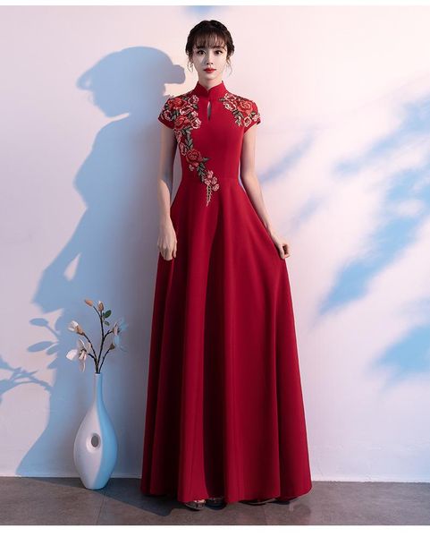 ethnic clothing pleated embroidery floral chorus women cheongsam burgundy mandarin collar chinses qipao vintage floor length banquet dr, Red
ethnic clothing pleated embroidery floral chorus women cheongsam burgundy mandarin collar chinses qipao vintage floor length banquet dr, Red
