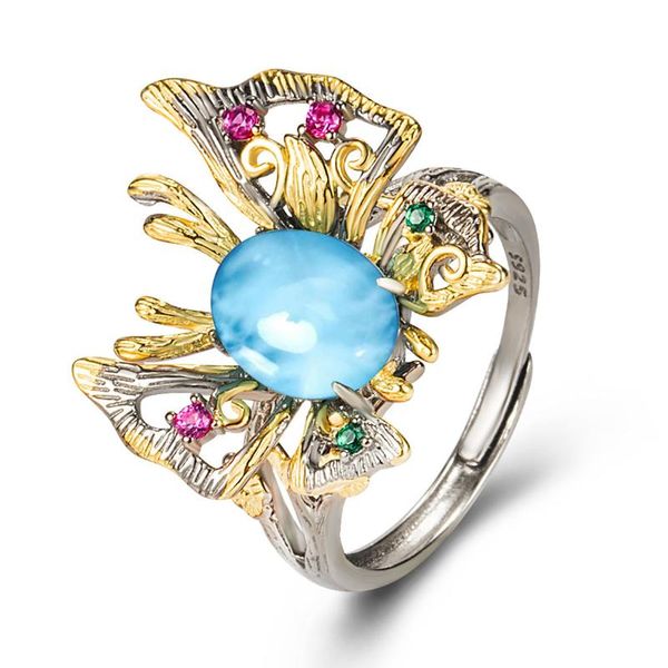 cluster rings larimar adjustable 925 sterling silver natural butterfly engagement wedding ring for gift, Golden;silver
cluster rings larimar adjustable 925 sterling silver natural butterfly engagement wedding ring for gift, Golden;silver