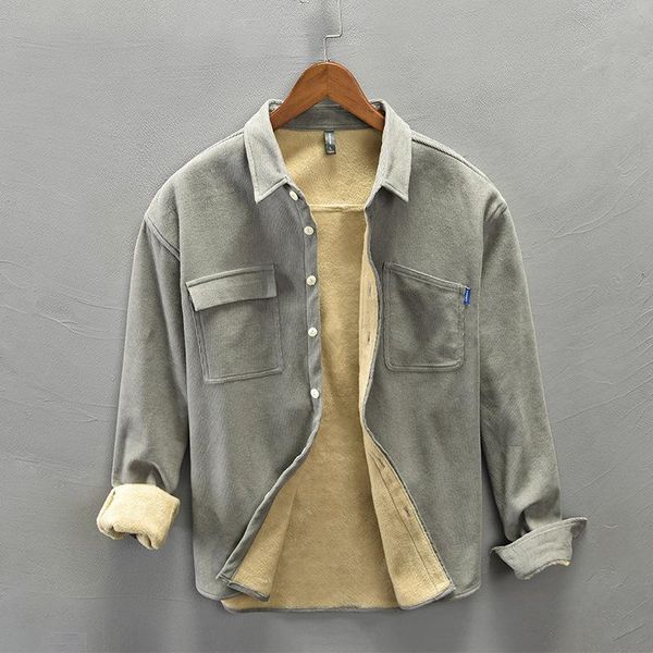 men's casual shirts men clothing 2021 autumn winter corduroy long-sleeved plus velvet thick shirt trend young cotton camisas para hombr, White;black
men's casual shirts men clothing 2021 autumn winter corduroy long-sleeved plus velvet thick shirt trend young cotton camisas para hombr, White;black