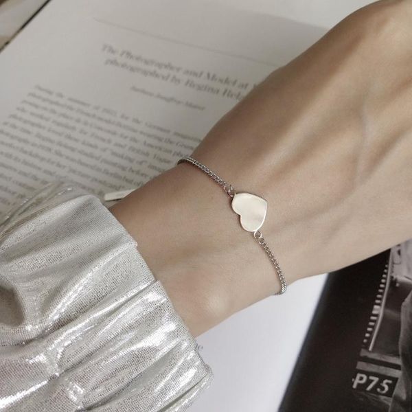 link, chain s925 sterling silver bracelet fashion heart trend wild female girls hand jewelry, Black
link, chain s925 sterling silver bracelet fashion heart trend wild female girls hand jewelry, Black