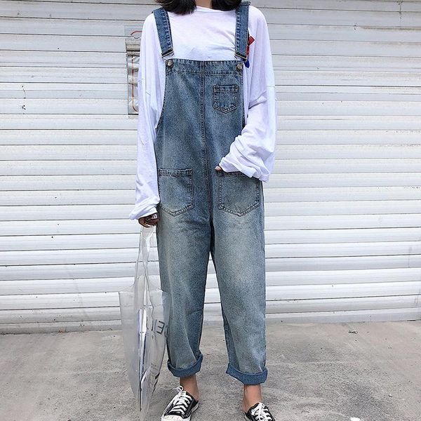 women's pants & capris denim bib female 2021 spring autumn korean loose student jeans cowboy salopettes woman, Black;white
women's pants & capris denim bib female 2021 spring autumn korean loose student jeans cowboy salopettes woman, Black;white