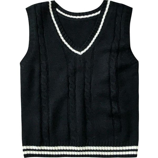 women's vests 2021 spring contrast color women sleeveless striped sweater vest korean preppy style waistcoat sweaters, Black;white
women's vests 2021 spring contrast color women sleeveless striped sweater vest korean preppy style waistcoat sweaters, Black;white