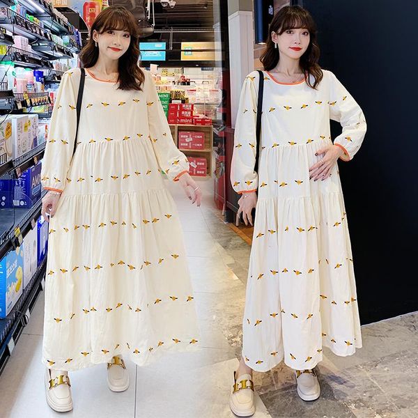 maternity dresses 5521# autumn korean fashion long dress sleeve a line loose clothes for pregnant women embroidery pregnancy, White
maternity dresses 5521# autumn korean fashion long dress sleeve a line loose clothes for pregnant women embroidery pregnancy, White