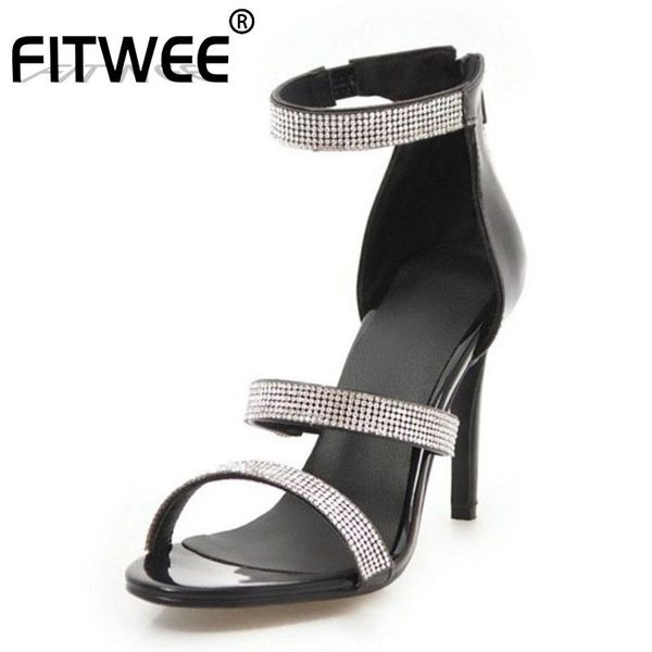 women high heel sandals bling shine zipper shoes chic fashion crystal party wedding footwear size 34-43, Black
women high heel sandals bling shine zipper shoes chic fashion crystal party wedding footwear size 34-43, Black