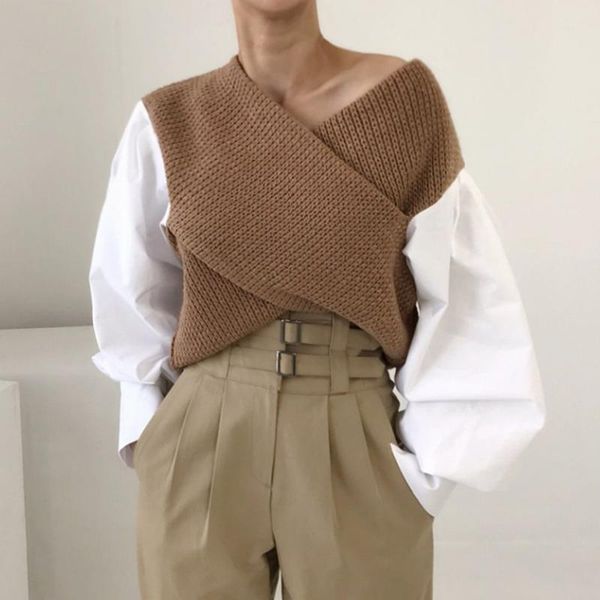 women's sweaters 2021 autumn winter french crop sweater women pullover woman cross v-neck strapless lantern sleeve knit, White;black
women's sweaters 2021 autumn winter french crop sweater women pullover woman cross v-neck strapless lantern sleeve knit, White;black