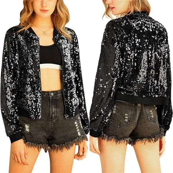 women's jackets women sequined coat long sleeve v neck zipper casual party spring fall sports cardigan, Black;brown
women's jackets women sequined coat long sleeve v neck zipper casual party spring fall sports cardigan, Black;brown