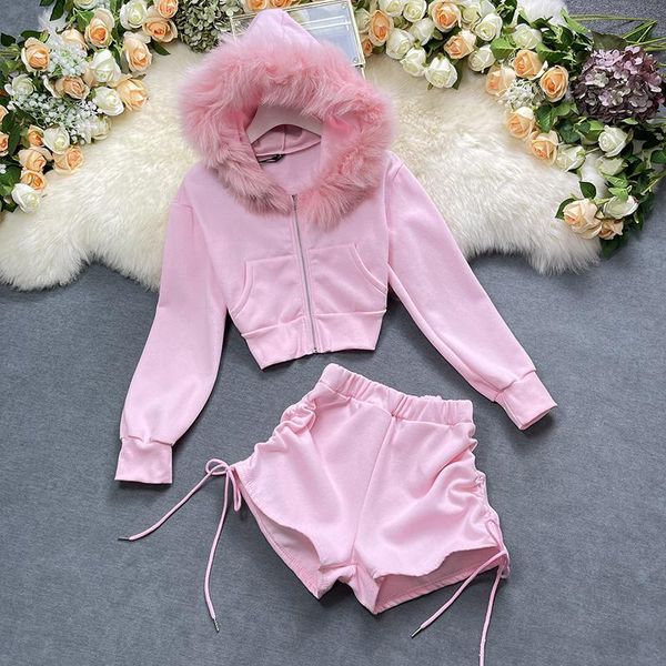 women's tracksuits winter short pants suits 2021 women fashion faux collar zipper sweatshirt + elastic waist shirring shorts 2 pieces s, Gray
women's tracksuits winter short pants suits 2021 women fashion faux collar zipper sweatshirt + elastic waist shirring shorts 2 pieces s, Gray