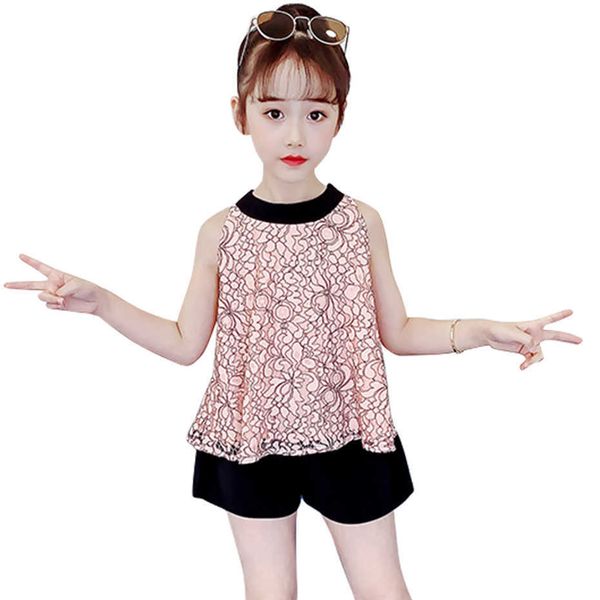 girls clothes lace vest + short for patchwork big casual style children's summer 210528, White
girls clothes lace vest + short for patchwork big casual style children's summer 210528, White