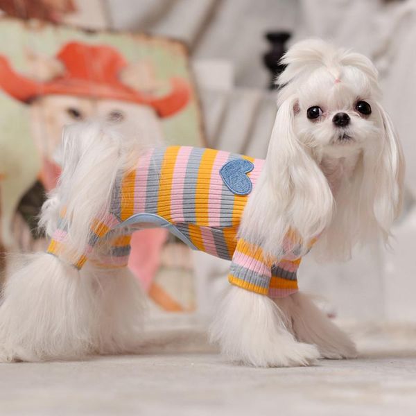 autumn winter pet clothing rainbow colorful striped design dog jumpsuit with heart four-legged bottom shirt costume apparel
autumn winter pet clothing rainbow colorful striped design dog jumpsuit with heart four-legged bottom shirt costume apparel