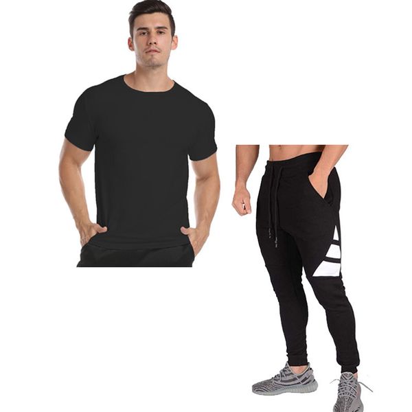 men's tracksuits summer casual t-shirt suit large round ne solid color + matching sports pants, Gray
men's tracksuits summer casual t-shirt suit large round ne solid color + matching sports pants, Gray