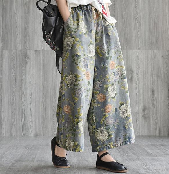 spring autumn jeans women retro print loose washed elastic waist drawstring female casual ankle-length denim wide leg pants tide women', Blue
spring autumn jeans women retro print loose washed elastic waist drawstring female casual ankle-length denim wide leg pants tide women', Blue
