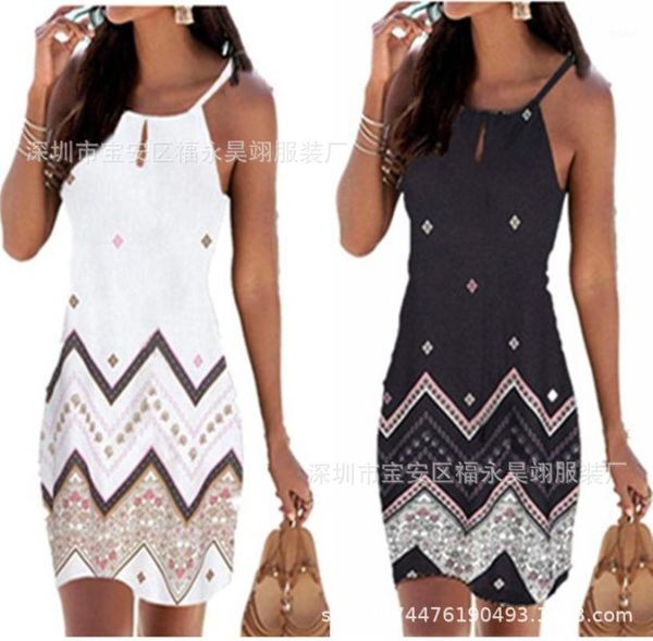 women's summer slim positioning printing activity sling sleeveless dress two piece, White
women's summer slim positioning printing activity sling sleeveless dress two piece, White