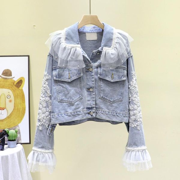 heavy work vintage lace beaded embroidery women denim jacket plus size spring casual loose long sleeve big pockets jeans women's jacket, Black;brown
heavy work vintage lace beaded embroidery women denim jacket plus size spring casual loose long sleeve big pockets jeans women's jacket, Black;brown