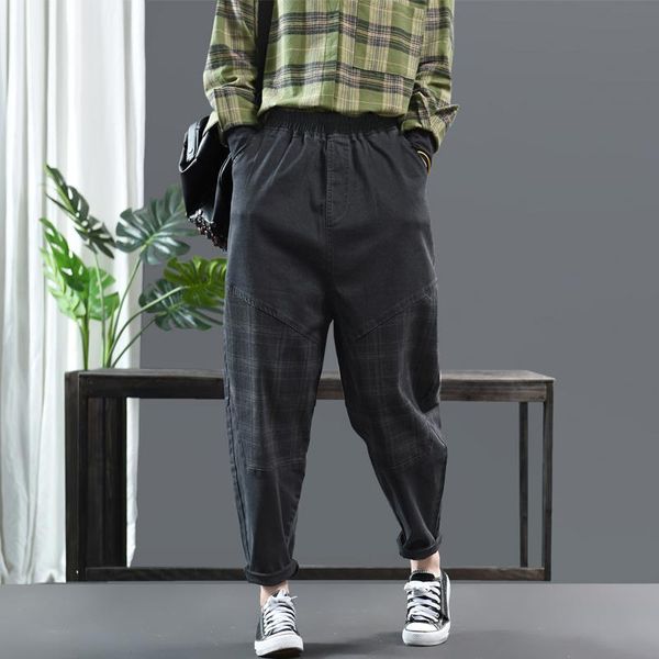 women's jeans 2021 spring autumn retro women elastic waist loose denim pants ladies casual pocket spliced all-match trousers, Blue
women's jeans 2021 spring autumn retro women elastic waist loose denim pants ladies casual pocket spliced all-match trousers, Blue