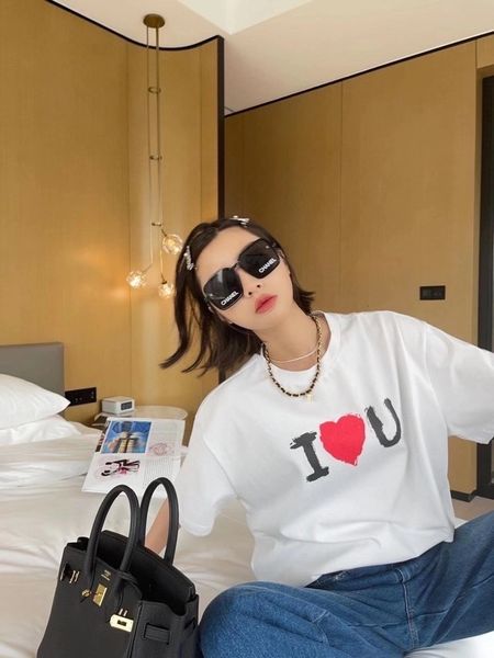women's t-shirt 2021 female summer short sleeve straight cotton printed letter i love you simple and shirt, White
women's t-shirt 2021 female summer short sleeve straight cotton printed letter i love you simple and shirt, White