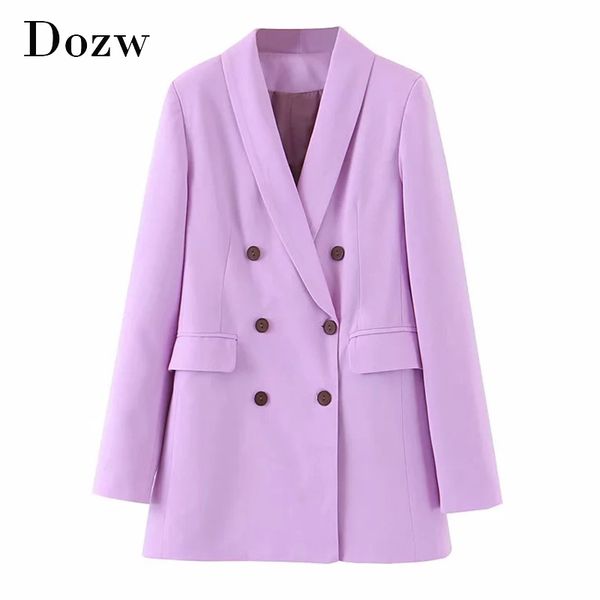 women double breasted solid blazer long sleeve shawl collar office wear blazers pockets purple color jacket outerwaer 210414, Black;brown
women double breasted solid blazer long sleeve shawl collar office wear blazers pockets purple color jacket outerwaer 210414, Black;brown