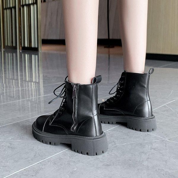 boots women shoes 2021 black sock punk gothic lace-up ankle platform beige