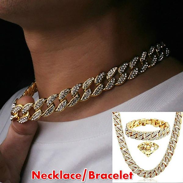 chains european and american jewelry men's hip hop cuban necklace set clothing accessories friends gifts, Silver
chains european and american jewelry men's hip hop cuban necklace set clothing accessories friends gifts, Silver