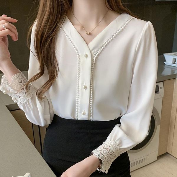 women's blouses & shirts european station shirt 2021 spring and autumn v-neck chiffon shows thin design, loose niche top, White
women's blouses & shirts european station shirt 2021 spring and autumn v-neck chiffon shows thin design, loose niche top, White