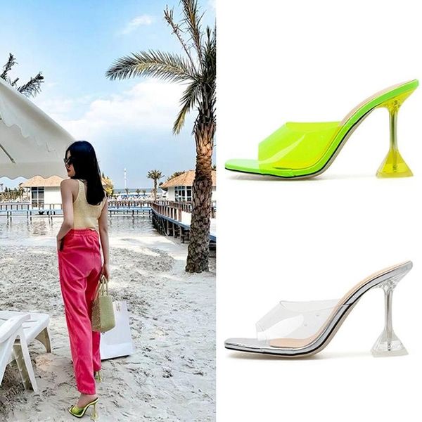 dress shoes summer transparent square head sandals crystal heel open toe high heels slippers women's silver fluorescent yellow, Black
dress shoes summer transparent square head sandals crystal heel open toe high heels slippers women's silver fluorescent yellow, Black
