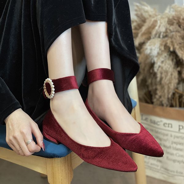 dress shoes french spring retro mary jane shoes feminine pointed to the flat velvet background elegant lady only for female xyfl, Black 
dress shoes french spring retro mary jane shoes feminine pointed to the flat velvet background elegant lady only for female xyfl, Black
