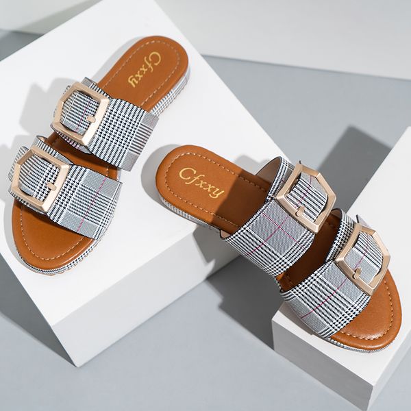 2021 european and american fashion belt buckle women slippers by2020-3 06, Black
2021 european and american fashion belt buckle women slippers by2020-3 06, Black